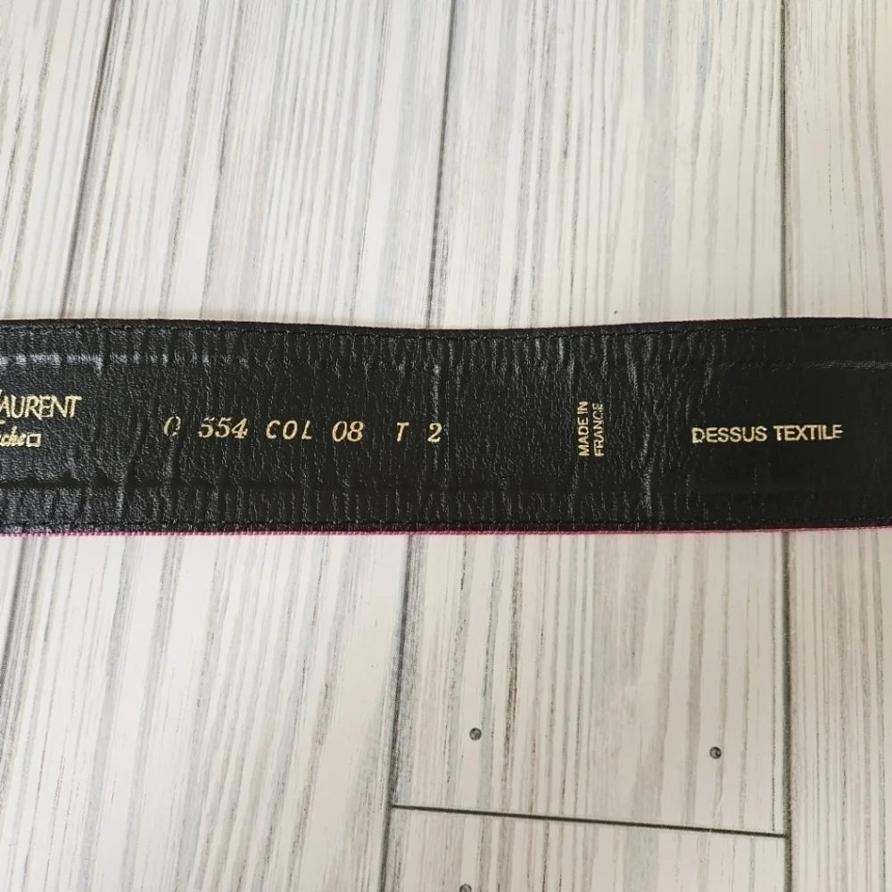 Yves Saint Laurent Rive Gauche Woven Cinch Waist Belt in Pink Size 28